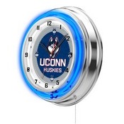 Connecticut Double Neon Ring, Logo Clock by Holland Bar Stool Company, ClkConnUn