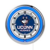 Connecticut Double Neon Ring, Logo Clock by Holland Bar Stool Company, ClkConnUn