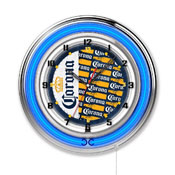 Corona (YwBtlPtrn) Double Neon Wall Clock by Holland Bar Stool Co., AGS-Clk15Crna-YwBtlPtrn