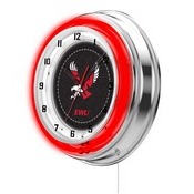 Eastern Washington Double Neon Ring, Logo Clock by Holland Bar Stool Company, ClkEastWA