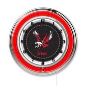 Eastern Washington Double Neon Ring, Logo Clock by Holland Bar Stool Company, ClkEastWA