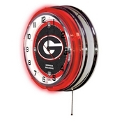 Georgia "G" Double Neon Ring, Logo Clock by Holland Bar Stool Company, ClkGA-G