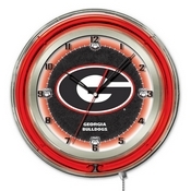 Georgia "G" Double Neon Ring, Logo Clock by Holland Bar Stool Company, ClkGA-G