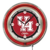 Houston Double Neon Ring, Logo Clock by Holland Bar Stool Company, ClkHouston