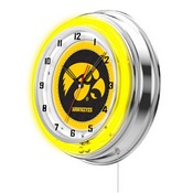 Iowa Double Neon Ring, Logo Clock by Holland Bar Stool Company, ClkIowaUn