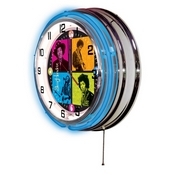 Jimi Hendrix - 4 Square Double Neon Wall Clock by Holland Bar Stool Co., AGS-Clk15JimiH01