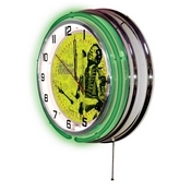 Jimi Hendrix - Microphone & Guitar Double Neon Wall Clock by Holland Bar Stool Co., AGS-Clk15JimiH02