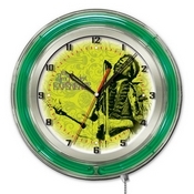 Jimi Hendrix - Microphone & Guitar Double Neon Wall Clock by Holland Bar Stool Co., AGS-Clk15JimiH02