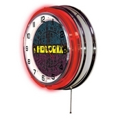 Jimi Hendrix - AYE - Mirrored Double Neon Wall Clock by Holland Bar Stool Co., AGS-Clk15JimiH03