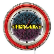 Jimi Hendrix - AYE - Mirrored Double Neon Wall Clock by Holland Bar Stool Co., AGS-Clk15JimiH03