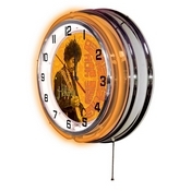 Jimi Hendrix - AYE - Guitar Double Neon Wall Clock by Holland Bar Stool Co., AGS-Clk15JimiH04