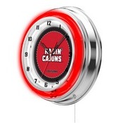 Louisiana-Lafayette Double Neon Ring, Logo Clock by Holland Bar Stool Company, ClkLA-Laf