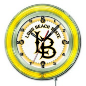Long Beach State University Double Neon Wall Clock by Holland Bar Stool Co., AGS-Clk15LBStUn