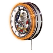 Live to Ride Double Neon Ring, Logo Clock by Holland Bar Stool Company, ClkLvToRd