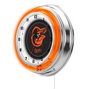 Baltimore Orioles Double Neon Wall Clock by Holland Bar Stool, AGS-Clk15MLBBal