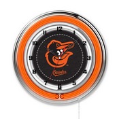Baltimore Orioles Double Neon Wall Clock by Holland Bar Stool, AGS-Clk15MLBBal