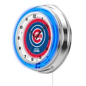 Chicago Cubs Double Neon Wall Clock by Holland Bar Stool, AGS-Clk15MLBCub