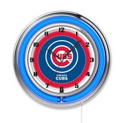 Chicago Cubs Double Neon Wall Clock by Holland Bar Stool, AGS-Clk15MLBCub