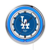 Los Angeles Dodgers Double Neon Wall Clock by Holland Bar Stool, AGS-Clk15MLBLAD
