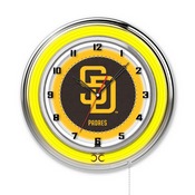 San Diego Padres Double Neon Wall Clock by Holland Bar Stool, AGS-Clk15MLBSDP