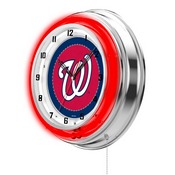 Washington Nationals Double Neon Wall Clock by Holland Bar Stool, AGS-Clk15MLBWas