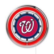Washington Nationals Double Neon Wall Clock by Holland Bar Stool, AGS-Clk15MLBWas