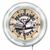 Mechanic on Duty Double Neon Ring, Logo Clock by Holland Bar Stool Company, ClkMchnic