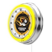 Missouri Double Neon Ring, Logo Clock by Holland Bar Stool Company, ClkMizzou
