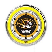 Missouri Double Neon Ring, Logo Clock by Holland Bar Stool Company, ClkMizzou