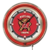 Maryland Double Neon Ring, Logo Clock by Holland Bar Stool Company, ClkMrylnd