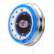 NHRA Double Neon Wall Clock (Blue Neon) by Holland Bar Stool Co., AGS-Clk15NHRADrag-B