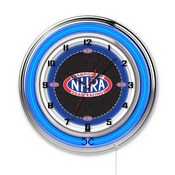 NHRA Double Neon Wall Clock (Blue Neon) by Holland Bar Stool Co., AGS-Clk15NHRADrag-B