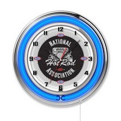 NHRA - Hot Rod Double Neon Wall Clock (Blue Neon) by Holland Bar Stool Co., AGS-Clk15NHRAHotRod-B