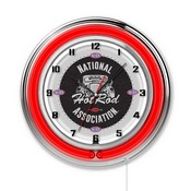 NHRA - Hot Rod Double Neon Wall Clock (Red Neon) by Holland Bar Stool Co., AGS-Clk15NHRAHotRod-R