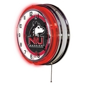 Northern Illinois Double Neon Ring, Logo Clock by Holland Bar Stool Company, ClkNorIll