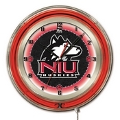 Northern Illinois Double Neon Ring, Logo Clock by Holland Bar Stool Company, ClkNorIll