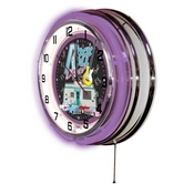 Rock & Roll Diner Double Neon Ring, Logo Clock by Holland Bar Stool Company, ClkR&RDiner