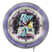 Rock & Roll Diner Double Neon Ring, Logo Clock by Holland Bar Stool Company, ClkR&RDiner
