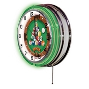 Rack Em Double Neon Ring, Logo Clock by Holland Bar Stool Company, ClkRackEm