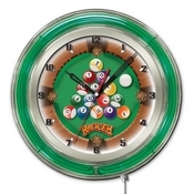 Rack Em Double Neon Ring, Logo Clock by Holland Bar Stool Company, ClkRackEm