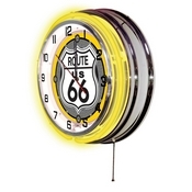 Route 66 Double Neon Ring, Logo Clock by Holland Bar Stool Company, ClkRoute66