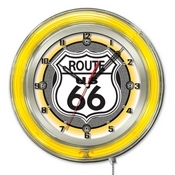 Route 66 Double Neon Ring, Logo Clock by Holland Bar Stool Company, ClkRoute66