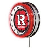 Rutgers Double Neon Ring, Logo Clock by Holland Bar Stool Company, ClkRutger