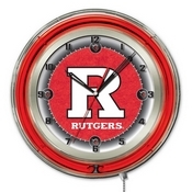 Rutgers Double Neon Ring, Logo Clock by Holland Bar Stool Company, ClkRutger
