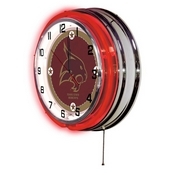 Texas State Double Neon Ring, Logo Clock by Holland Bar Stool Company, ClkTexsSt