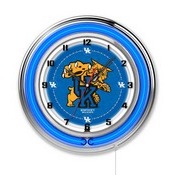 Kentucky "Wildcat" Double Neon Ring, Logo Clock by Holland Bar Stool Company, ClkUKYCat
