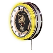 US Military Academy (ARMY) Double Neon Ring, Logo Clock by Holland Bar Stool Company, ClkUSMilA