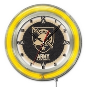 US Military Academy (ARMY) Double Neon Ring, Logo Clock by Holland Bar Stool Company, ClkUSMilA
