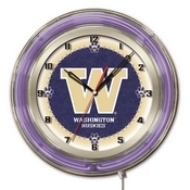 Washington Double Neon Ring, Logo Clock by Holland Bar Stool Company, ClkWashUn