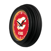 Calgary Flames 15" Traditional Wall Clock by Holland Bar Stool Co., ClkNL15BKCalFla